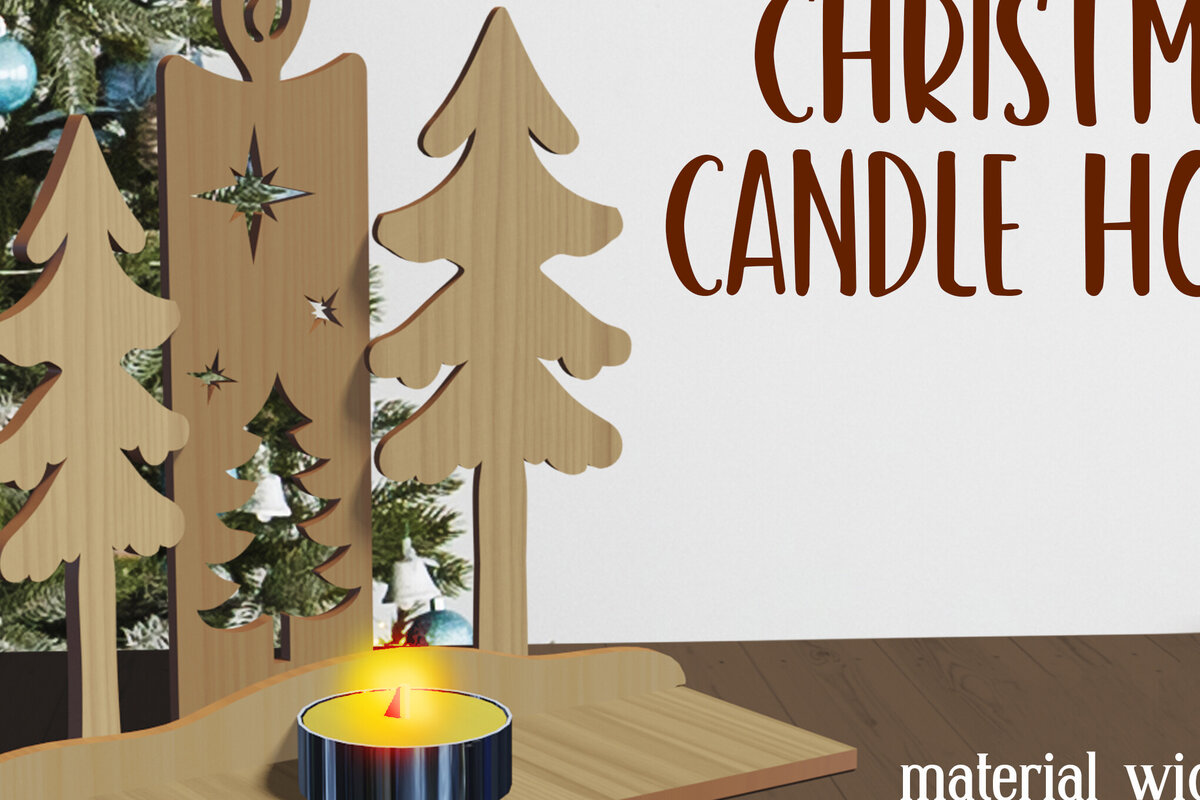 Intra απο ξύλο plywood 3mm-4mm πάχος Τρισδιάστατες χριστουγεννιάτικες κεριές κοπής με λέιζερ Δίασταση 15x15 cm INTRAFABR-80782354