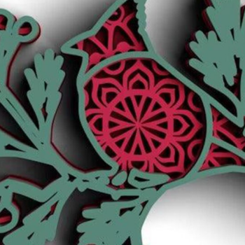 Intra απο ξύλο plywood 3mm-4mm πάχος 3D Christmas Cardinal 4 Layers Δίασταση 30x30 cm INTRAFABR-77144021 - Image 1