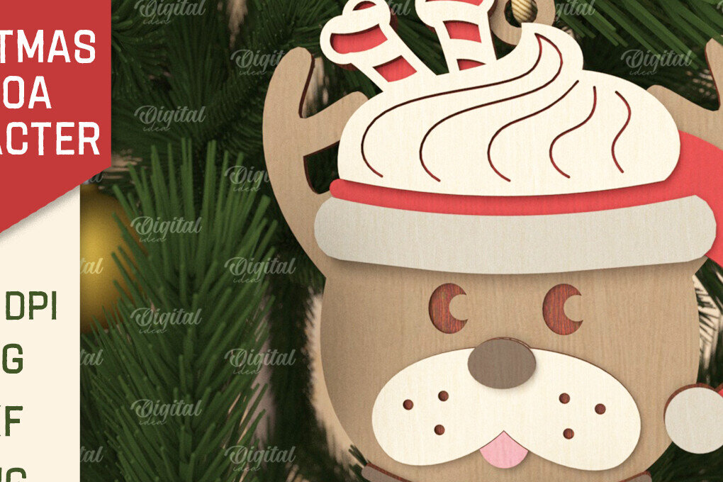 Intra απο ξύλο plywood 3mm-4mm πάχος Τρισδιάστατη με χριστουγεννιάτικο κακάο Δίασταση 8x8 cm INTRAFABR-105753761