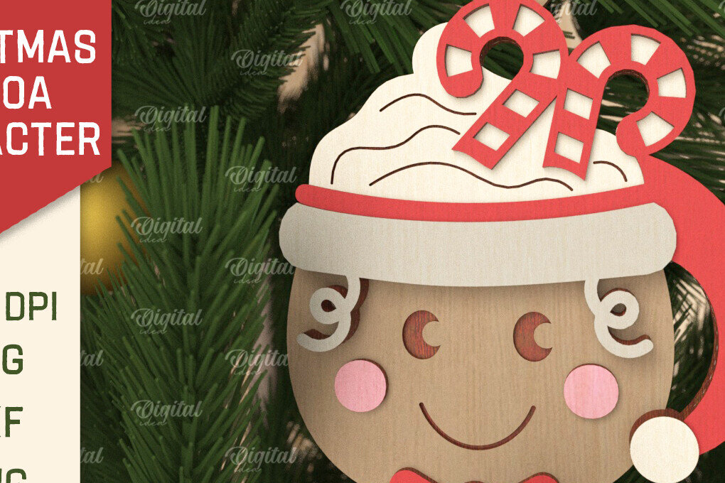 Intra απο ξύλο plywood 3mm-4mm πάχος Τρισδιάστατο Χριστουγεννιάτικο λέιζερ με μελόψωμο με τζίντζερψωμο Δίασταση 8x8 cm INTRAFABR-105753821