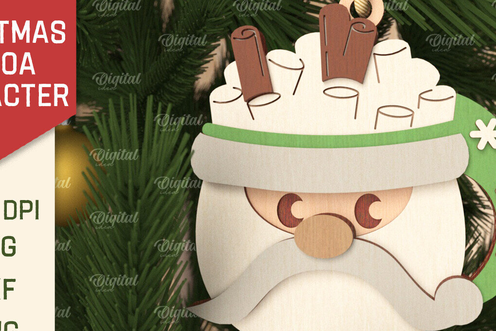 Intra απο ξύλο plywood 3mm-4mm πάχος Τρισδιάστατη με χριστουγεννιάτικο κακάο Gnome Δίασταση 8x8 cm INTRAFABR-105753779