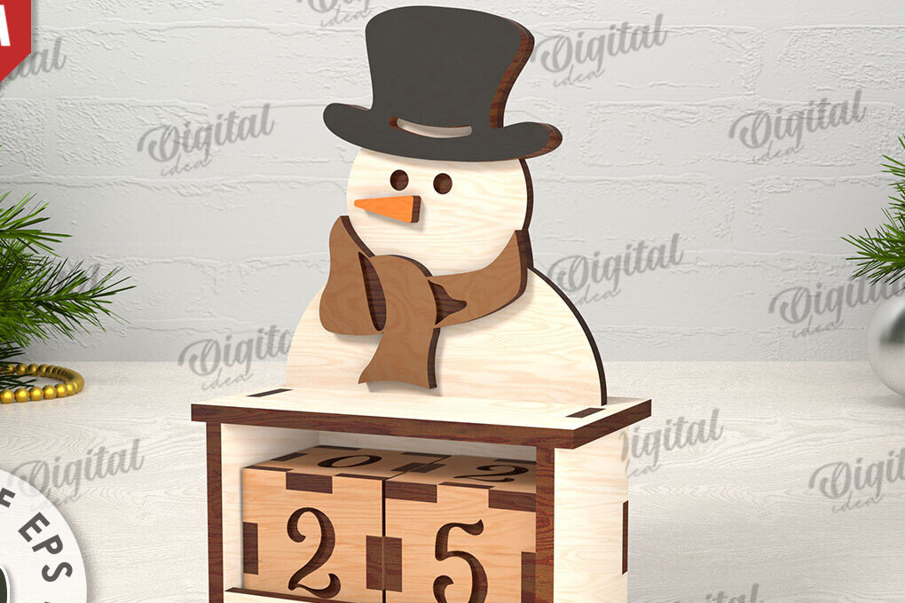 Intra απο ξύλο plywood 3mm-4mm πάχος Τρισδιάστατο σχέδιο κοπής με λέιζερ αντίστροφη μέτρηση Χριστουγέννων Δίασταση 15x15 cm INTRAFABR-110675596