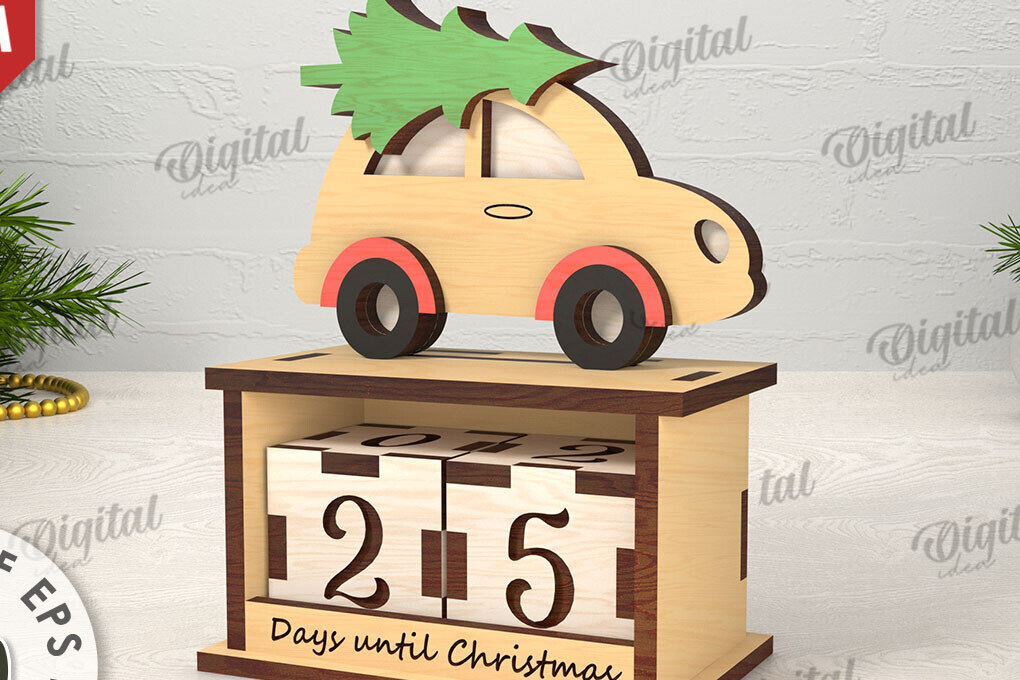 Intra απο ξύλο plywood 3mm-4mm πάχος Τρισδιάστατο σχέδιο κοπής με λέιζερ αντίστροφη μέτρηση Χριστουγέννων Δίασταση 15x15 cm INTRAFABR-110675306