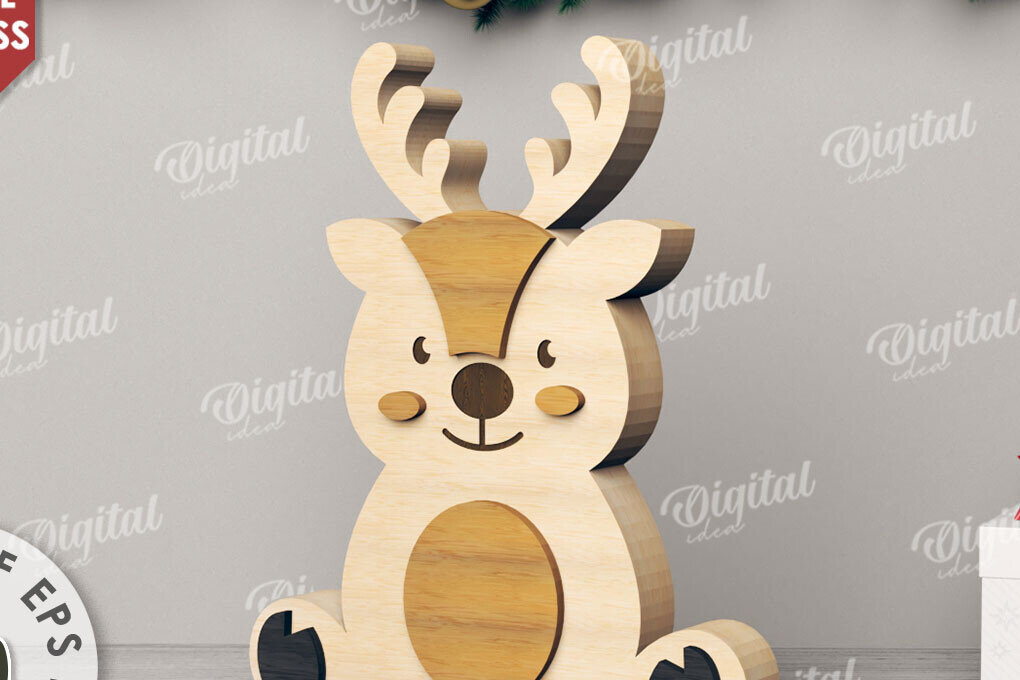 Intra απο ξύλο plywood 3mm-4mm πάχος Τρισδιάστατη Χριστουγεννιάτικη χαριτωμένη Δίασταση 15x15 cm INTRAFABR-110759171