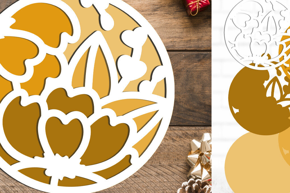 Intra απο ξύλο plywood 3mm-4mm πάχος Τρισδιάστατη Χριστουγεννιάτικη Διακόσμηση, Χάρτινο με στρώσεις Δίασταση 15x15 cm INTRAFABR-80633722