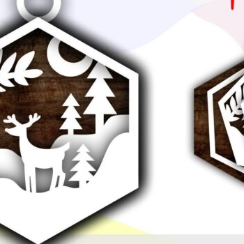 Intra απο ξύλο plywood 3mm-4mm πάχος 3d Χριστουγεννιάτικα στολίδια με στρώματα ελαφιού Δίασταση 8x8 cm INTRAFABR-39301095 - Image 1