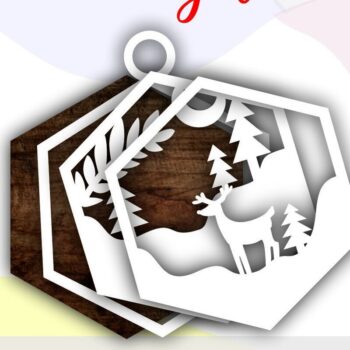 Intra απο ξύλο plywood 3mm-4mm πάχος 3d Χριστουγεννιάτικα στολίδια με στρώματα ελαφιού Δίασταση 8x8 cm INTRAFABR-39301095 - Image 2