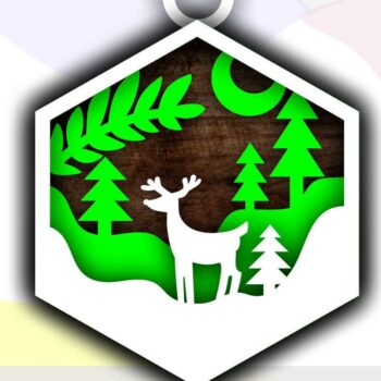 Intra απο ξύλο plywood 3mm-4mm πάχος 3d Χριστουγεννιάτικα στολίδια με στρώματα ελαφιού Δίασταση 8x8 cm INTRAFABR-39301095 - Image 3