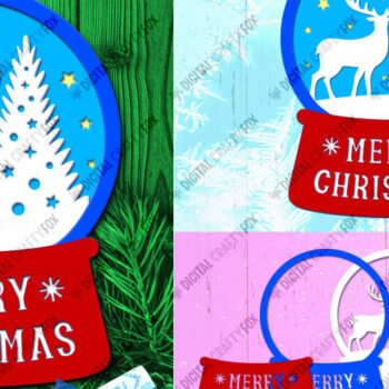 Intra απο ξύλο plywood 3mm-4mm πάχος 3D Christmas Deer Snow Globe Δίασταση 15x15 cm INTRAFABR-82276134 - Image 1