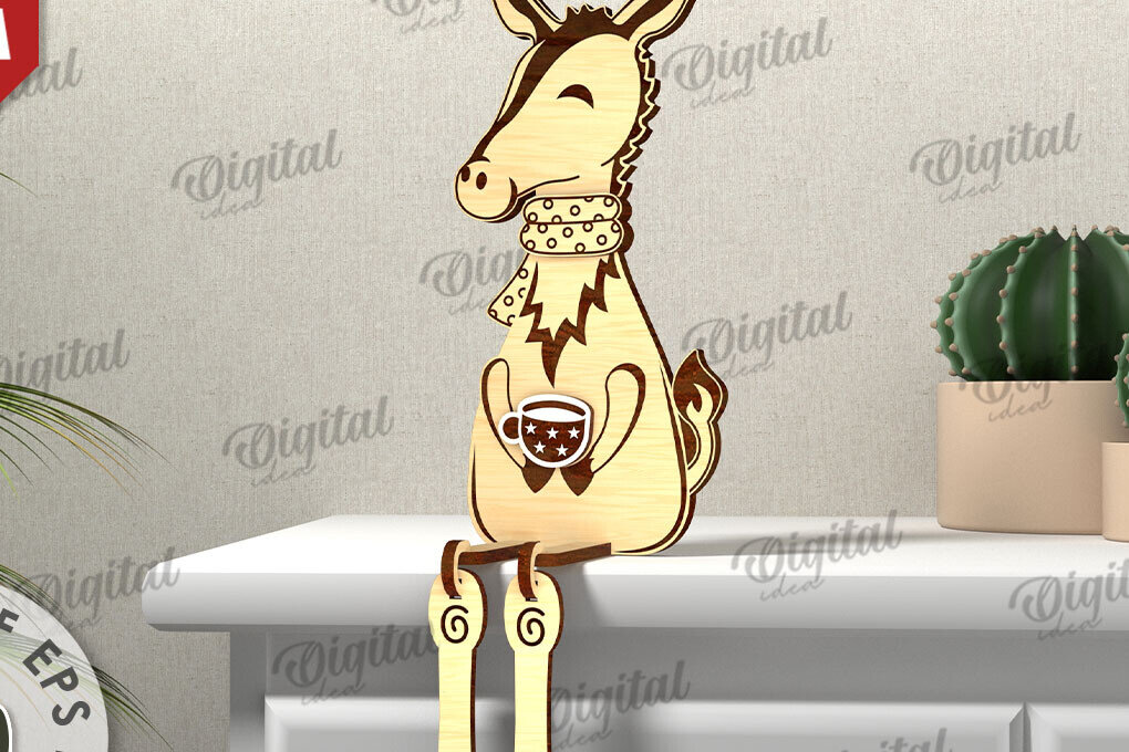 Intra απο ξύλο plywood 3mm-4mm πάχος Τρισδιάστατο σχέδιο κοπής με λέιζερ Χριστουγέννων γαϊδάρου Δίασταση 15x15 cm INTRAFABR-111128840