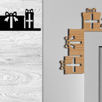 Intra απο ξύλο plywood 3mm-4mm πάχος Τρισδιάστατες χριστουγεννιάτικες γωνίες πόρτας Δίασταση 15x15 cm INTRAFABR-79692448 - Image 1