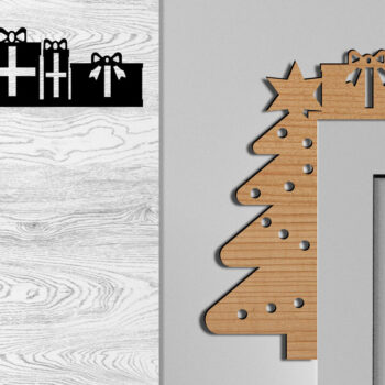 Intra απο ξύλο plywood 3mm-4mm πάχος Τρισδιάστατες χριστουγεννιάτικες γωνίες πόρτας Δίασταση 15x15 cm INTRAFABR-79692479 - Image 1