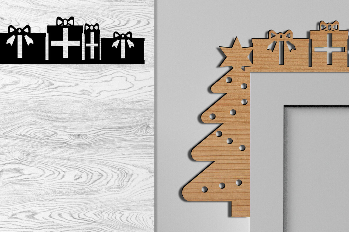 Intra απο ξύλο plywood 3mm-4mm πάχος Τρισδιάστατες χριστουγεννιάτικες γωνίες πόρτας Δίασταση 15x15 cm INTRAFABR-79692479