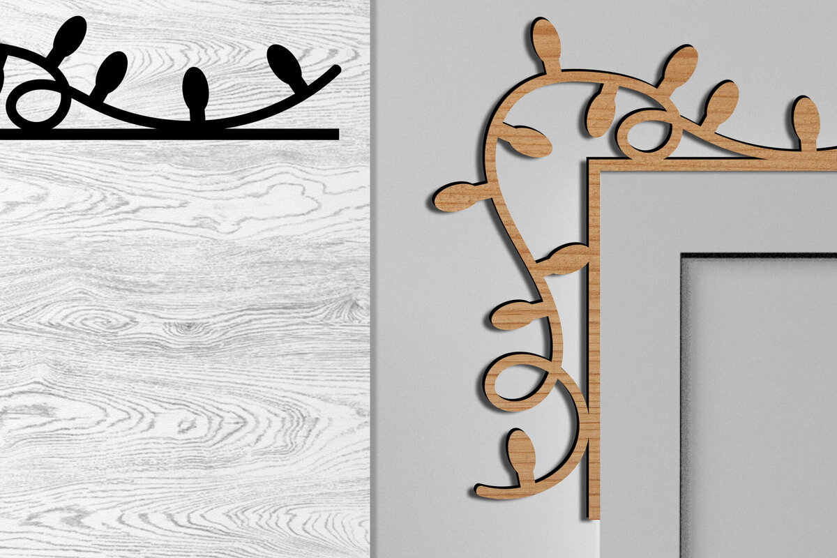 Intra απο ξύλο plywood 3mm-4mm πάχος Τρισδιάστατες χριστουγεννιάτικες γωνίες πόρτας κοπής με λέιζερ Δίασταση 15x15 cm INTRAFABR-79692500