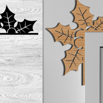Intra απο ξύλο plywood 3mm-4mm πάχος Τρισδιάστατες χριστουγεννιάτικες γωνίες πόρτας Δίασταση 15x15 cm INTRAFABR-79692440 - Image 1