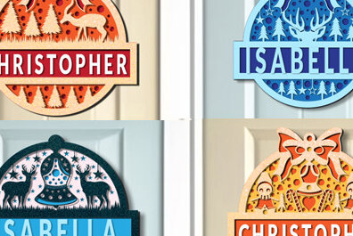 Intra απο ξύλο plywood 3mm-4mm πάχος Τρισδιάστατη χριστουγεννιάτικη κρεμάστρα πόρτας Δίασταση 15x15 cm INTRAFABR-74485293