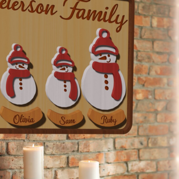 Intra απο ξύλο plywood 3mm-4mm πάχος 3D Χριστουγεννιάτικο οικογενειακό σημάδι κοπής με λέιζερ Δίασταση 15x15 cm INTRAFABR-79228270 - Image 1