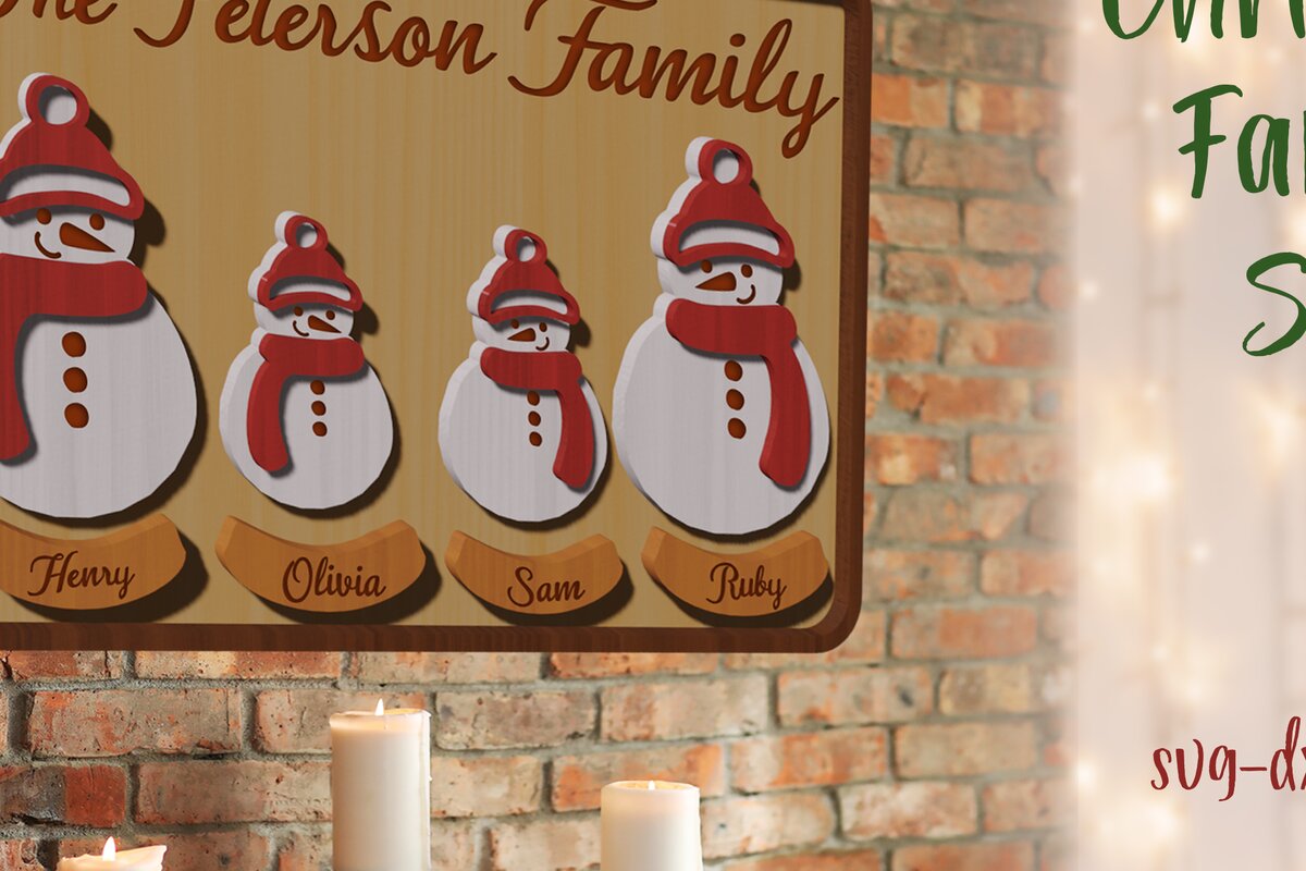 Intra απο ξύλο plywood 3mm-4mm πάχος 3D Χριστουγεννιάτικο οικογενειακό σημάδι κοπής με λέιζερ Δίασταση 15x15 cm INTRAFABR-79228270