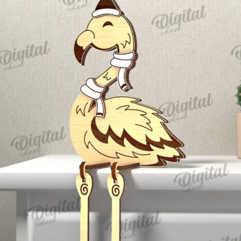 Intra απο ξύλο plywood 3mm-4mm πάχος 3D Χριστουγεννιάτικο σχέδιο κοπής με λέιζερ Flamingo Δίασταση 15x15 cm INTRAFABR-111128579 - Image 1