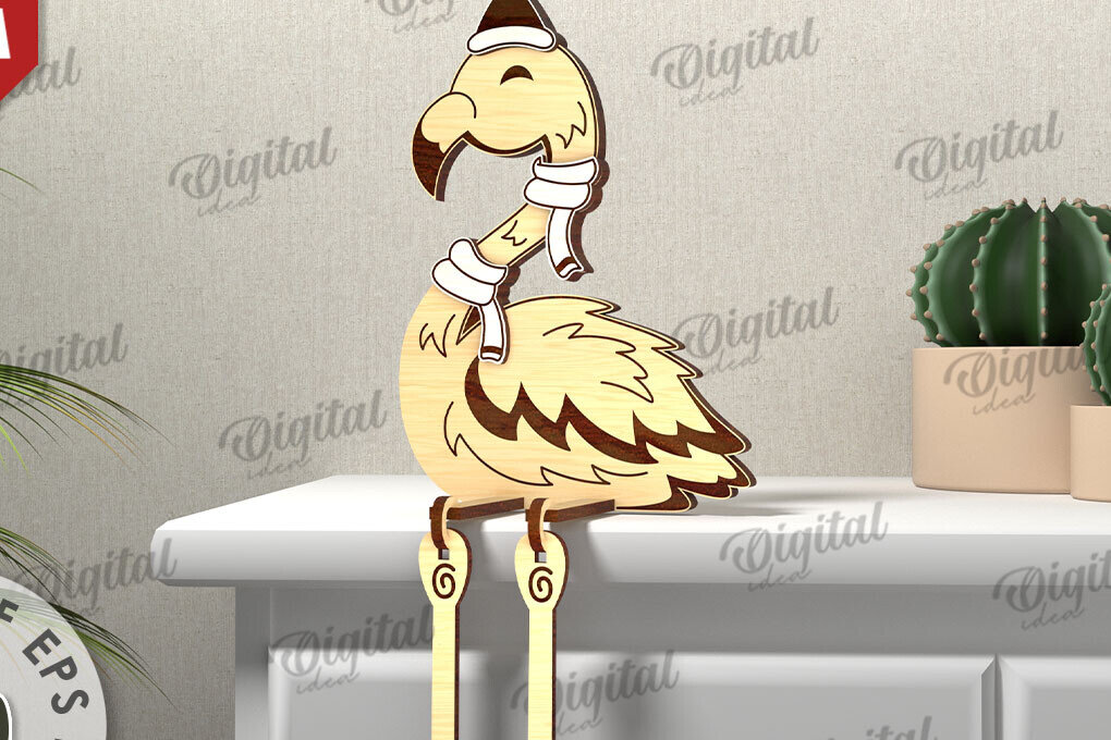 Intra απο ξύλο plywood 3mm-4mm πάχος 3D Χριστουγεννιάτικο σχέδιο κοπής με λέιζερ Flamingo Δίασταση 15x15 cm INTRAFABR-111128579