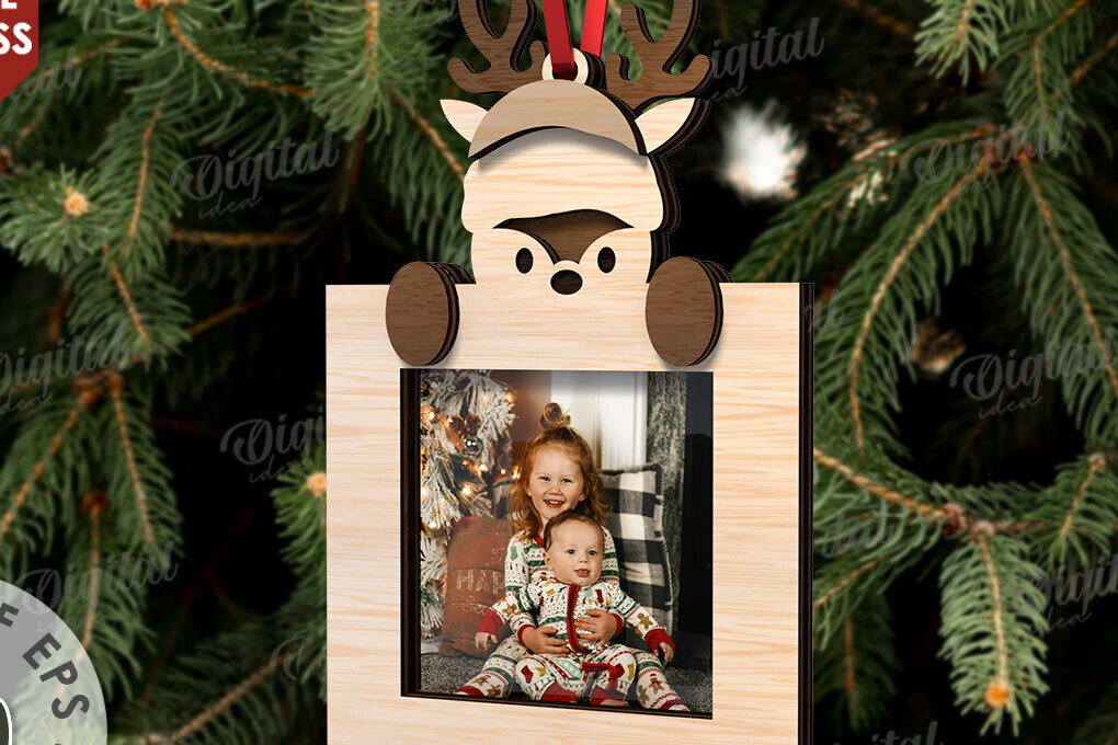 Intra απο ξύλο plywood 3mm-4mm πάχος Τρισδιάστατη χριστουγεννιάτικη κορνίζα Σχέδιο κοπής με λέιζερ Δίασταση 20x30 cm INTRAFABR-109870022