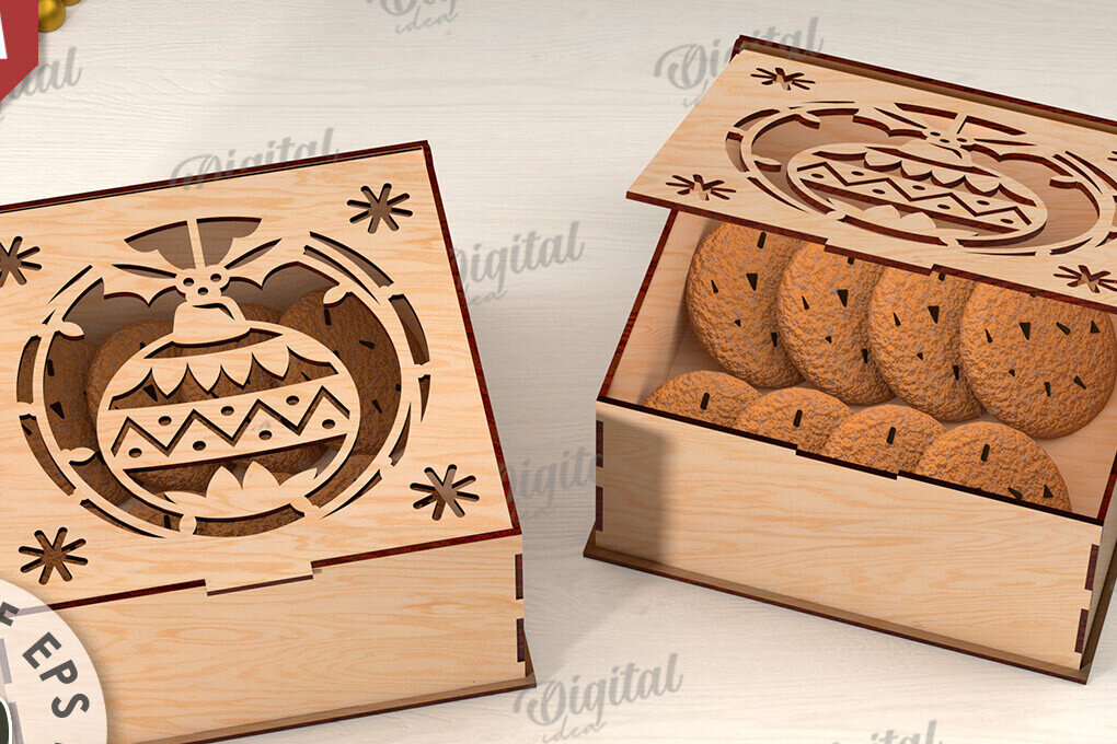 Intra απο ξύλο plywood 3mm-4mm πάχος Τρισδιάστατο χριστουγεννιάτικο κουτί δώρου Δίασταση 15x15 cm INTRAFABR-109928581