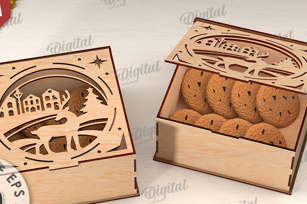 Intra απο ξύλο plywood 3mm-4mm πάχος Τρισδιάστατο χριστουγεννιάτικο κουτί δώρου Δίασταση 15x15 cm INTRAFABR-109928322