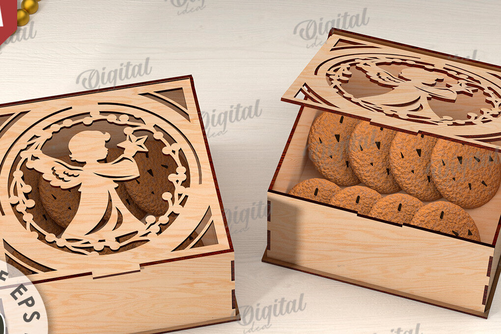 Intra απο ξύλο plywood 3mm-4mm πάχος Τρισδιάστατο χριστουγεννιάτικο κουτί δώρου Δίασταση 15x15 cm INTRAFABR-109928342