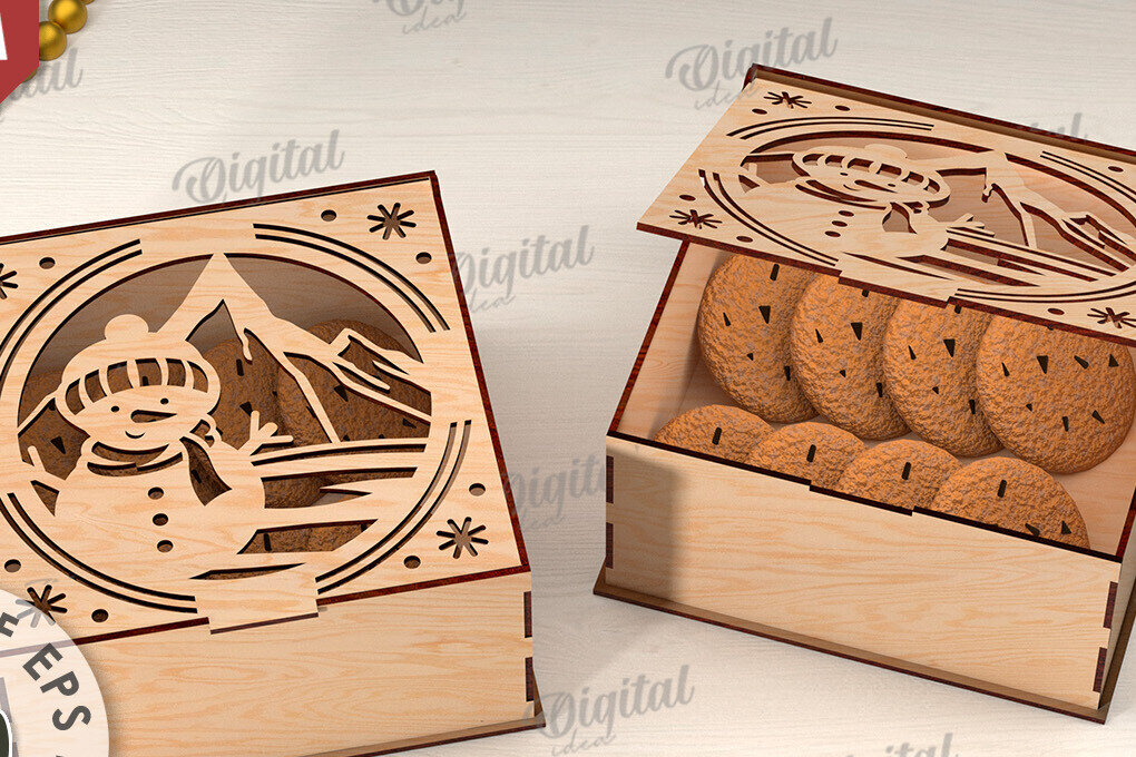 Intra απο ξύλο plywood 3mm-4mm πάχος Τρισδιάστατο χριστουγεννιάτικο κουτί δώρου Δίασταση 15x15 cm INTRAFABR-109928411