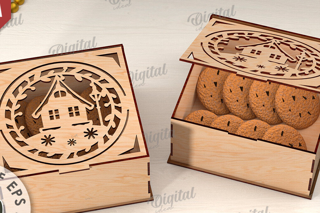 Intra απο ξύλο plywood 3mm-4mm πάχος Τρισδιάστατο χριστουγεννιάτικο κουτί δώρου Δίασταση 15x15 cm INTRAFABR-109928445