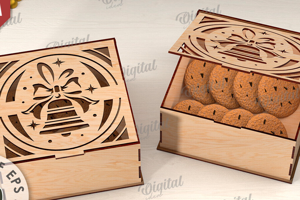 Intra απο ξύλο plywood 3mm-4mm πάχος Τρισδιάστατο χριστουγεννιάτικο κουτί δώρου Δίασταση 15x15 cm INTRAFABR-109928283