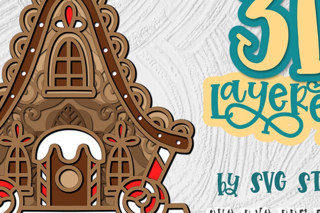 Intra απο ξύλο plywood 3mm-4mm πάχος 3D Christmas Gingerbread House 02 Δίασταση 15x15 cm INTRAFABR-35015449 - Image 1