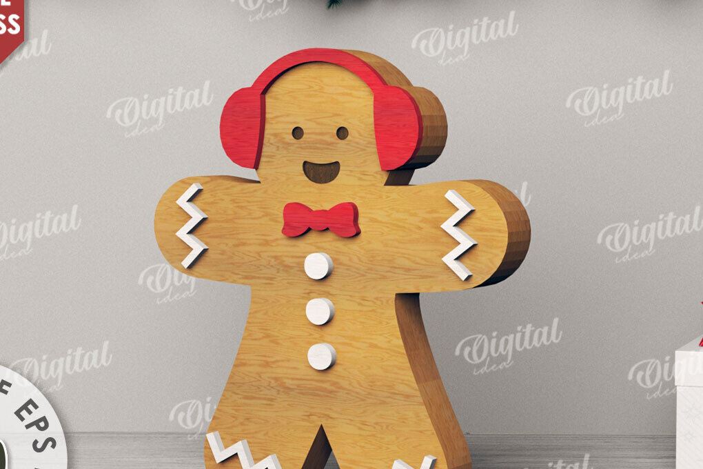 Intra απο ξύλο plywood 3mm-4mm πάχος Τρισδιάστατη με χριστουγεννιάτικο μελόψωμο Δίασταση 15x15 cm INTRAFABR-110759369