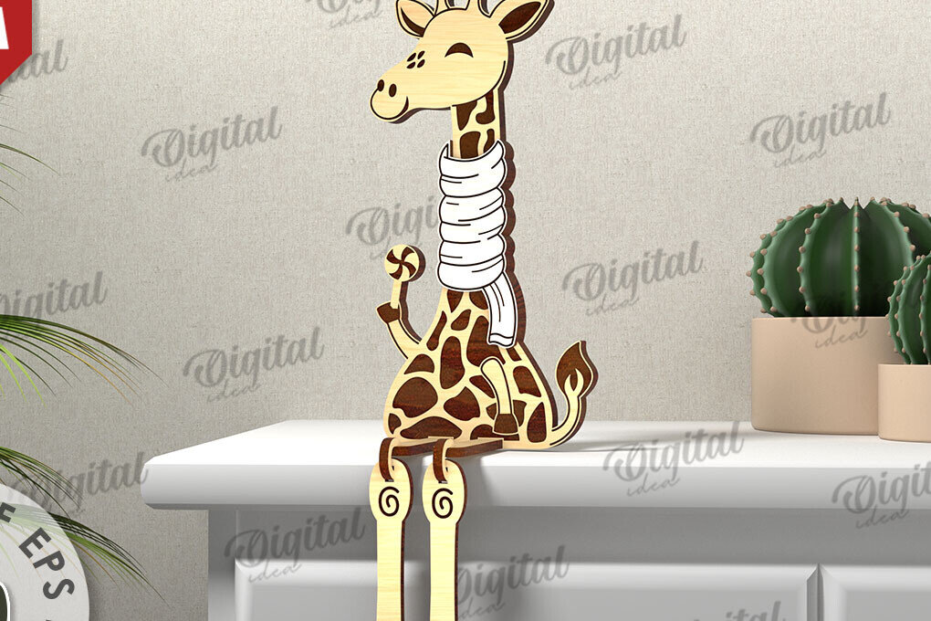 Intra απο ξύλο plywood 3mm-4mm πάχος Τρισδιάστατο σχέδιο κοπής με λέιζερ Χριστουγεννιάτικη καμηλοπάρδαλη Δίασταση 15x15 cm INTRAFABR-111128720