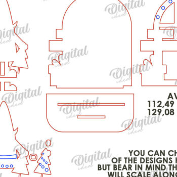 Intra απο ξύλο plywood 3mm-4mm πάχος 3D Χριστουγεννιάτικο Gnome στη βεράντα Cu Δίασταση 15x15 cm INTRAFABR-111206267 - Image 2