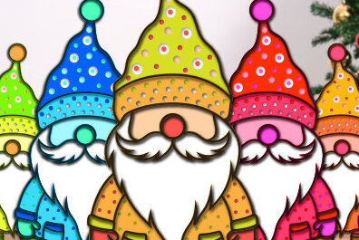 Intra απο ξύλο plywood 3mm-4mm πάχος Τρισδιάστατο σχέδιο χριστουγεννιάτικου Gnome Paper Cut Δίασταση 15x15 cm INTRAFABR-75987589