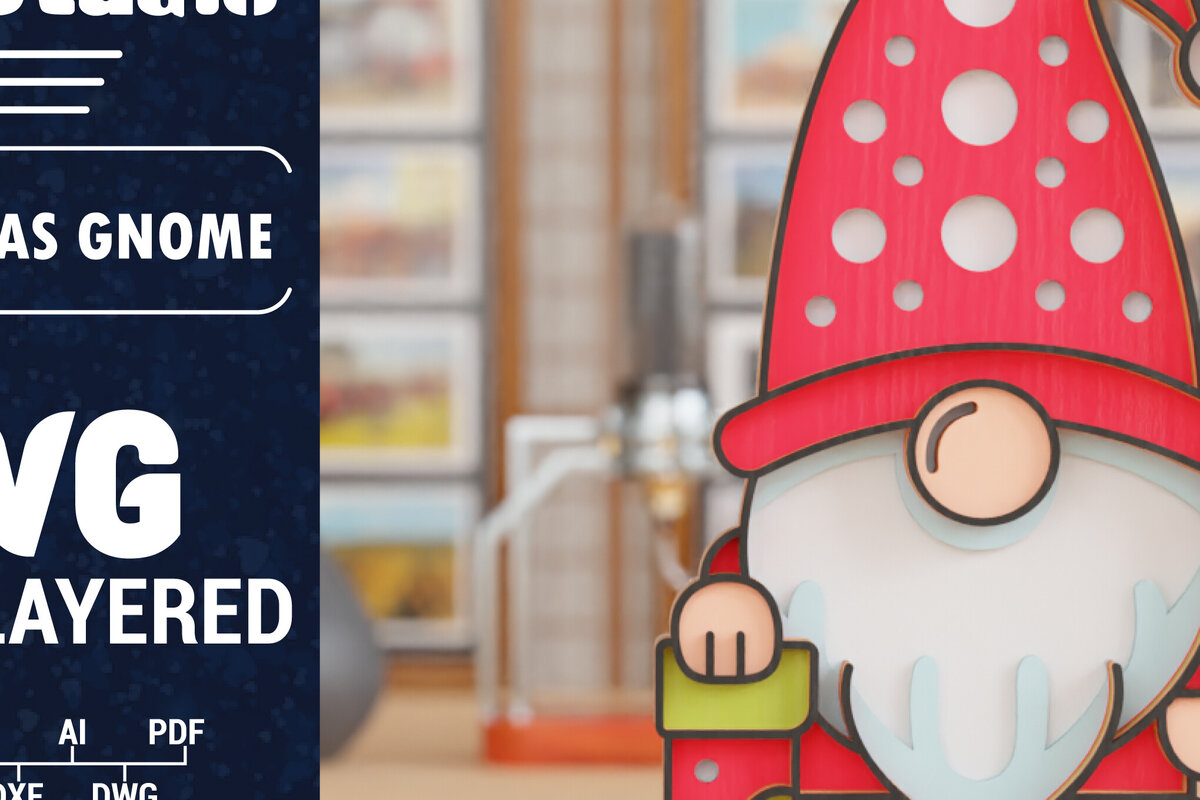 Intra απο ξύλο plywood 3mm-4mm πάχος 3D Christmas Gnome  Papercut Δίασταση 1200x1200 cm INTRAFABR-109107133