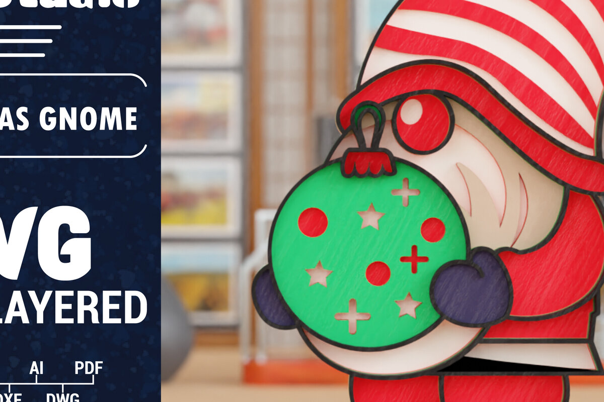 Intra απο ξύλο plywood 3mm-4mm πάχος 3D Christmas Gnome  Papercut Δίασταση 1200x1200 cm INTRAFABR-109463921