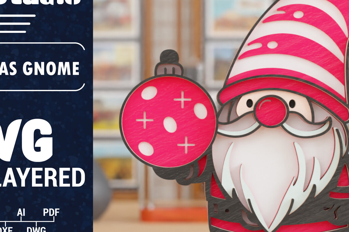 Intra απο ξύλο plywood 3mm-4mm πάχος 3D Christmas Gnome  Papercut Δίασταση 1200x1200 cm INTRAFABR-109463922