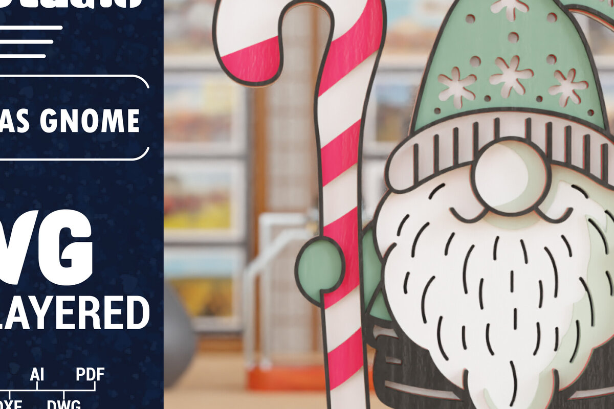 Intra απο ξύλο plywood 3mm-4mm πάχος 3D Christmas Gnome  Papercut Δίασταση 1200x1200 cm INTRAFABR-109463927