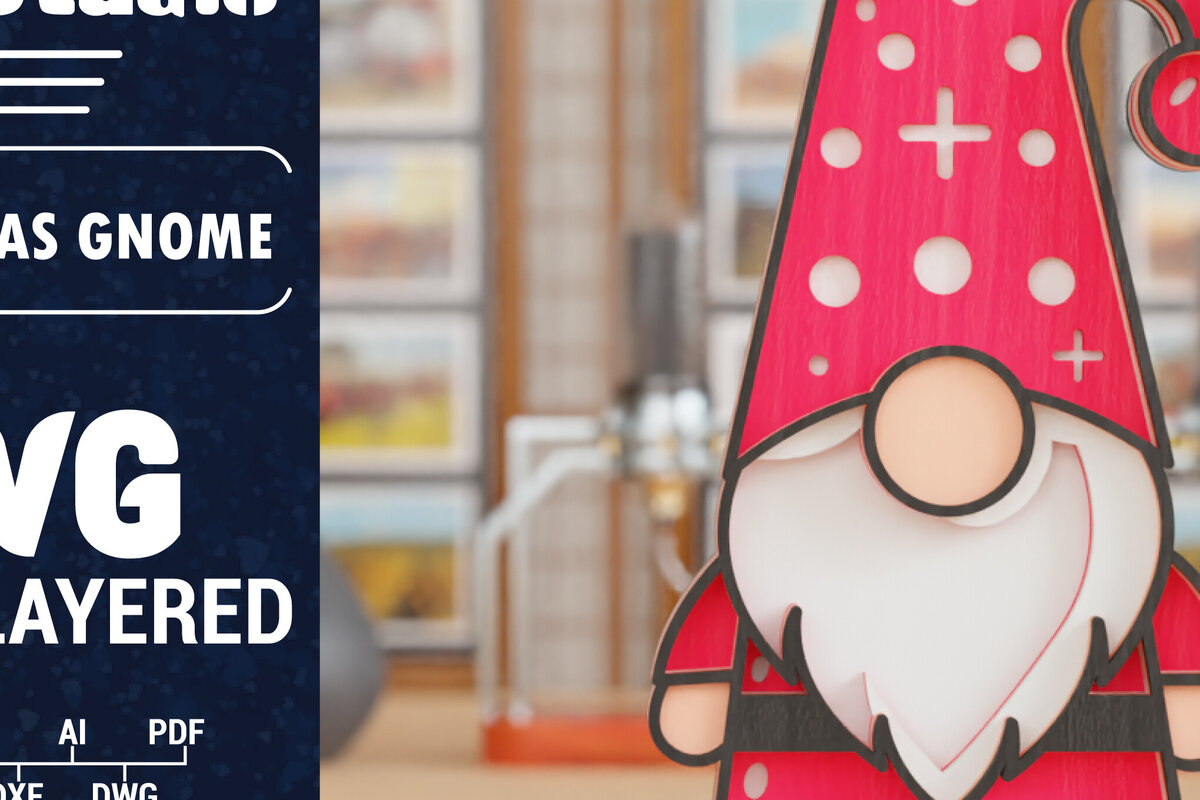 Intra απο ξύλο plywood 3mm-4mm πάχος 3D Christmas Gnome  Papercut Δίασταση 1200x1200 cm INTRAFABR-109107127