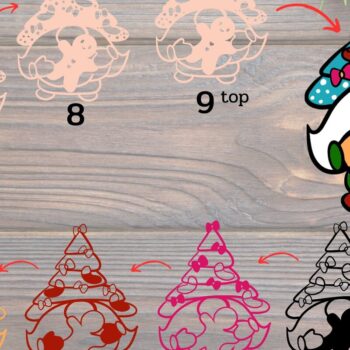 Intra απο ξύλο plywood 3mm-4mm πάχος 3D Christmas Gnomes 6 Design Δίασταση 15x15 cm INTRAFABR-85049281 - Image 3