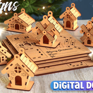 Intra απο ξύλο plywood 3mm-4mm πάχος 3D Χριστουγεννιάτικου Σπίτι | Μοντέλο DIY Δίασταση 15x15 cm INTRAFABR-105659341