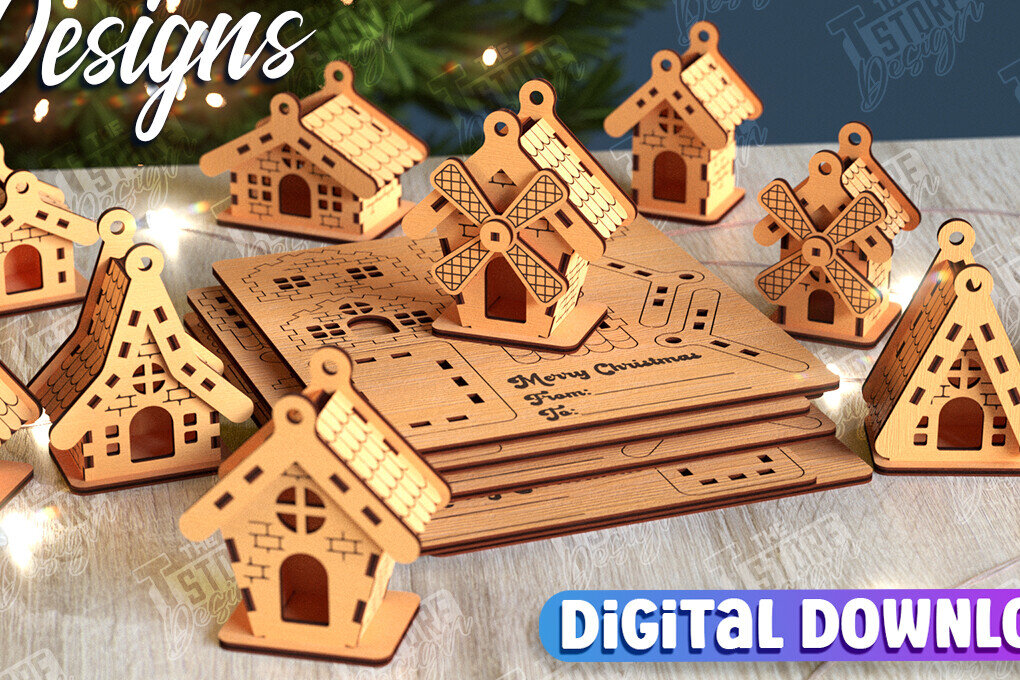 Intra απο ξύλο plywood 3mm-4mm πάχος 3D Χριστουγεννιάτικου Σπίτι | Μοντέλο DIY Δίασταση 15x15 cm INTRAFABR-105659341