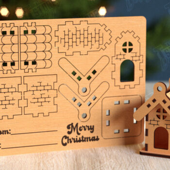 Intra απο ξύλο plywood 3mm-4mm πάχος 3D Χριστουγεννιάτικου Σπίτι | Μοντέλο DIY Δίασταση 15x15 cm INTRAFABR-105659341 - Image 2