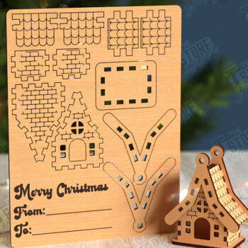 Intra απο ξύλο plywood 3mm-4mm πάχος 3D Χριστουγεννιάτικο Σπίτι |DIY| Χριστουγεννιάτικη κάρτα Δίασταση 15x15 cm INTRAFABR-105659092 - Image 1