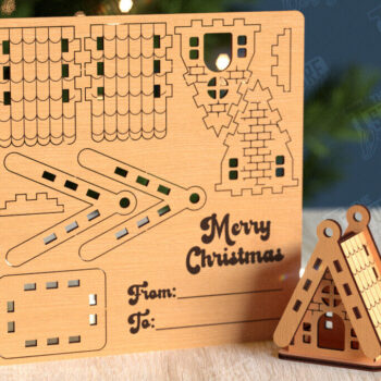 Intra απο ξύλο plywood 3mm-4mm πάχος 3D Χριστουγεννιάτικο Σπίτι |DIY| Χριστουγεννιάτικη κάρτα Δίασταση 15x15 cm INTRAFABR-105659051 - Image 1