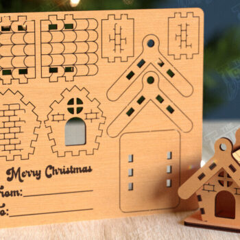 Intra απο ξύλο plywood 3mm-4mm πάχος 3D Χριστουγεννιάτικο Σπίτι |DIY| Χριστουγεννιάτικη κάρτα Δίασταση 15x15 cm INTRAFABR-105659065 - Image 1