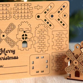 Intra απο ξύλο plywood 3mm-4mm πάχος 3D Χριστουγεννιάτικο Σπίτι |DIY| Χριστουγεννιάτικη κάρτα Δίασταση 15x15 cm INTRAFABR-105659072 - Image 1