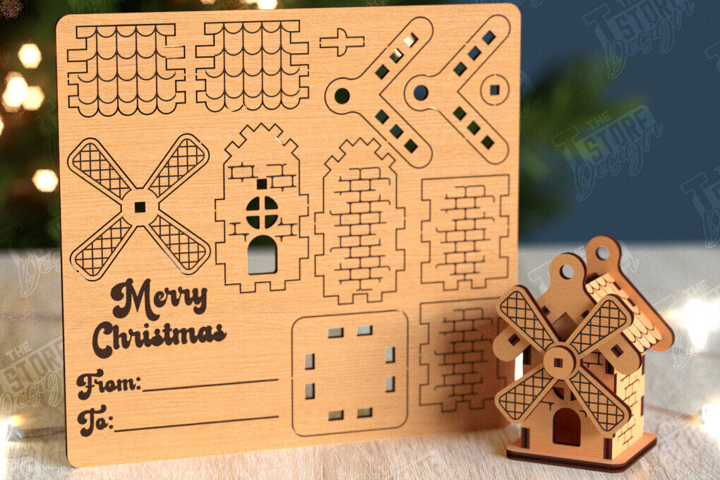 Intra απο ξύλο plywood 3mm-4mm πάχος 3D Χριστουγεννιάτικο Σπίτι |DIY| Χριστουγεννιάτικη κάρτα Δίασταση 15x15 cm INTRAFABR-105659072